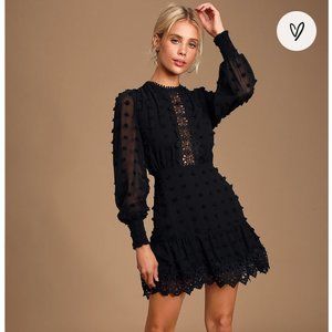 Lust or Love Black Embroidered Lace Long Sleeve Dress